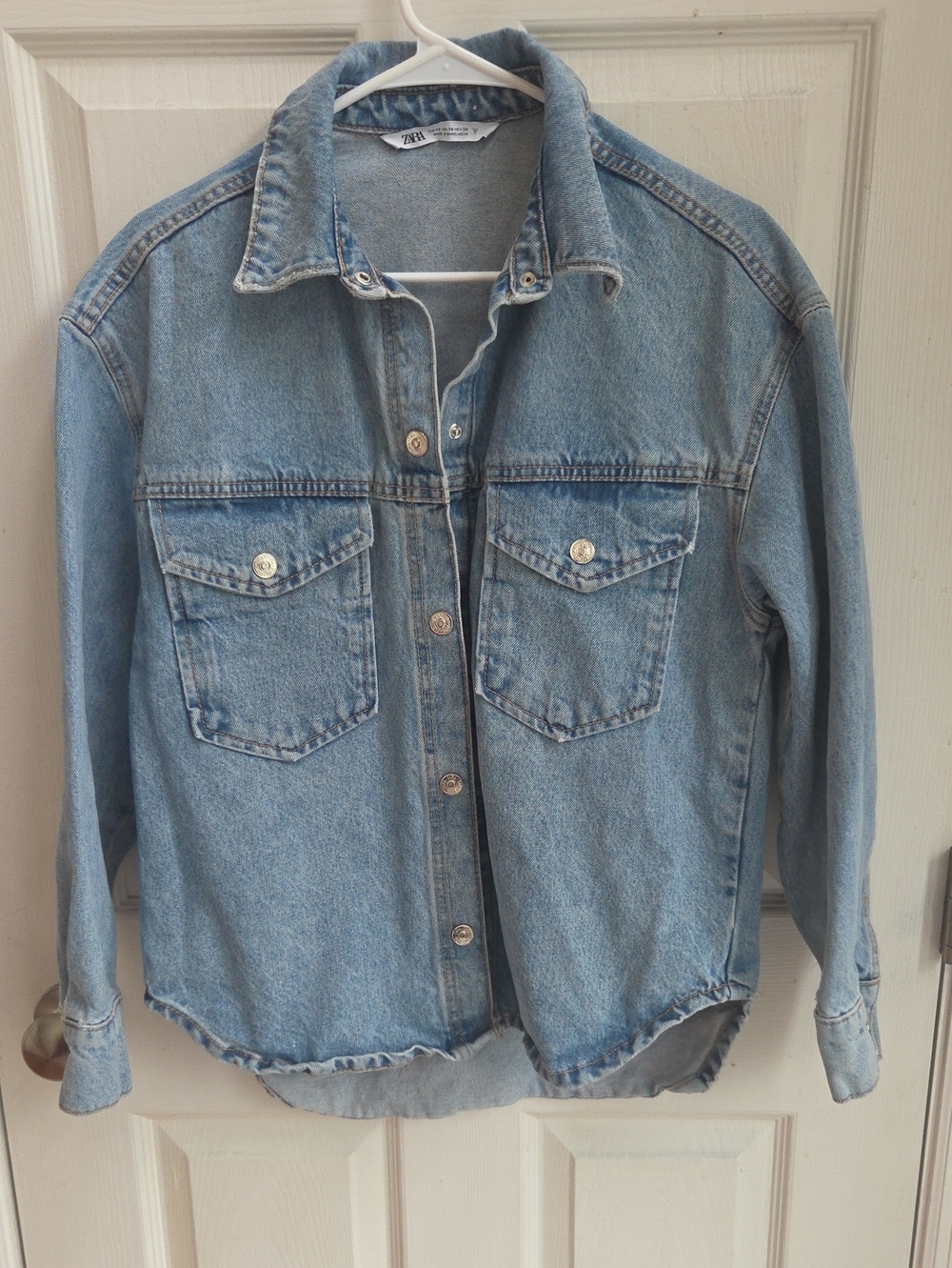 Zara Light Blue Casual Denim Jacket